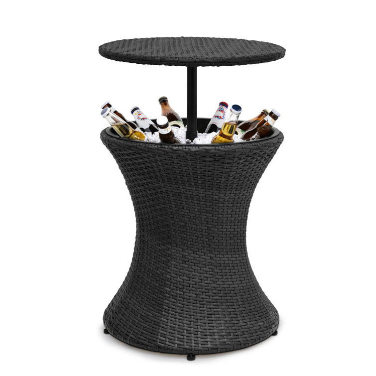 MoNiBloom 7.5 Gallon Cool Bar Table Rattan Patio Beverage Cooler Table ...